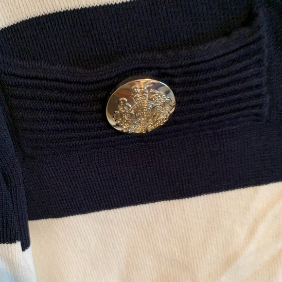 Melanie Lyne classic Navy and cream strips zipper cardigan - Picture 3 of 6